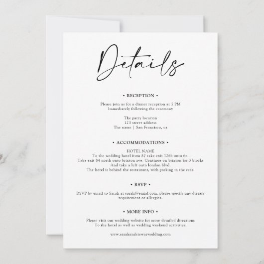 Elegant zwart wit alles in 1 script foto bruiloft kaart (Achterkant)