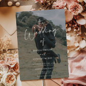 Elegant zwart wit alles in 1 script foto bruiloft kaart