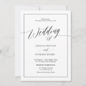 Elegant zwart wit alles in één script bruiloft kaart (Voorkant)