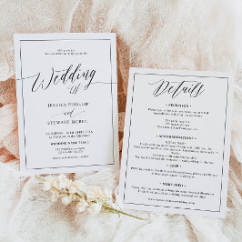 Elegant zwart wit alles in één script bruiloft kaart