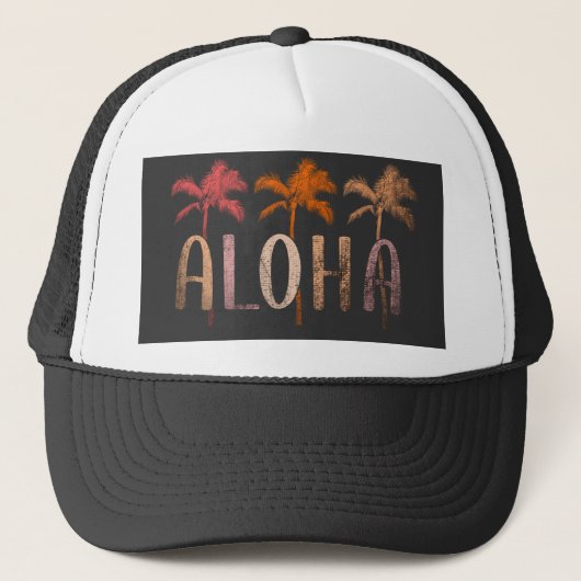 Elegant zwart-wit Aloha Trucker Pet (Voorkant)