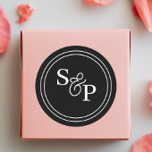 Elegant Zwart & Wit Ampersand Monogram Bruiloft Ronde Sticker