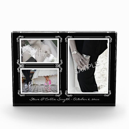 Elegant zwart/wit Art Deco 3 foto aandenken (Voorkant)
