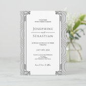 Elegant Zwart & Wit Art Deco Minimalistische Bruil Kaart (Staand voorkant)