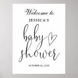 Elegant zwart-wit Baby shower welkomstbord Poster