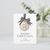 Elegant zwart wit Bauble Vrolijk kerstfeest Briefkaart (Staand voorkant)