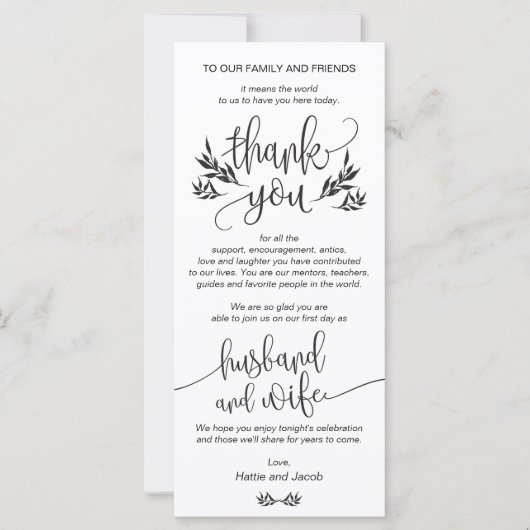 Elegant zwart-wit bedankt dat u de Kaart voor het (Voorkant)