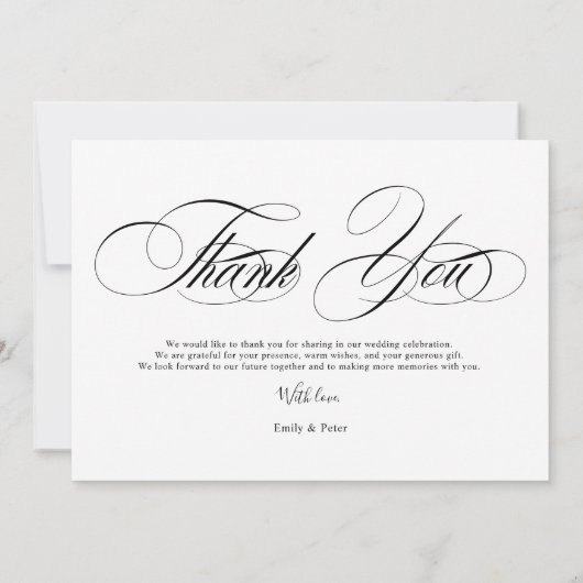 Elegant zwart-wit bedankt voor de 3 fotobruiloft (Achterkant)