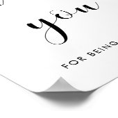 Elegant zwart-wit Bedankt voor jullie trouwbord Poster (Hoek)