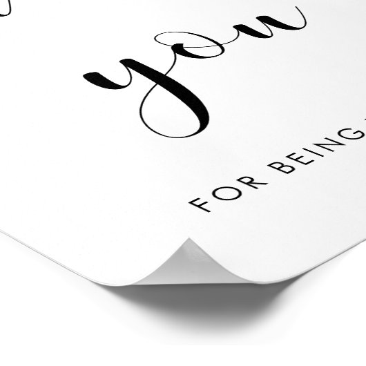 Elegant zwart-wit Bedankt voor jullie trouwbord Poster (Hoek)