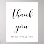 Elegant zwart-wit Bedankt voor jullie trouwbord Poster (Voorkant)