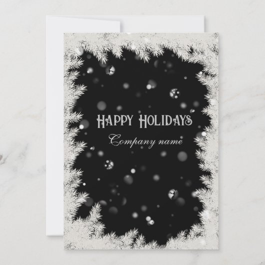 Elegant zwart wit bedrijfsfeest kaart (Achterkant)