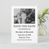 Elegant zwart-wit Bewaar de datum fotokaart Kaart (Staand voorkant)