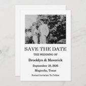 Elegant zwart-wit Bewaar de datum fotokaart Kaart (Voorkant / Achterkant)