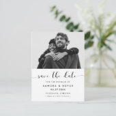 Elegant zwart-wit bewaart de datumfoto briefkaart (Staand voorkant)