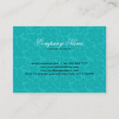 Elegant Zwart Wit & Blauw-Groen Bloemen Damasks Visitekaartje (Achterkant)