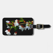 Elegant Zwart Wit bloeiende witte bloesem Bagagelabel (Voorkant horizontaal)