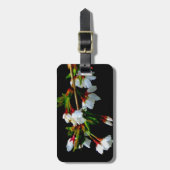 Elegant Zwart Wit bloeiende witte bloesem Bagagelabel (Voorkant verticaal)