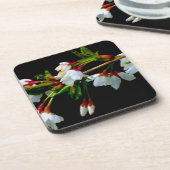 Elegant Zwart Wit bloeiende witte bloesem Bier Onderzetter (Linkerzijde)