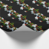 Elegant Zwart Wit bloeiende witte bloesem Cadeaupapier (Hoek)