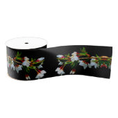 Elegant Zwart Wit bloeiende witte bloesem Grosgrain Lint (Spoel)