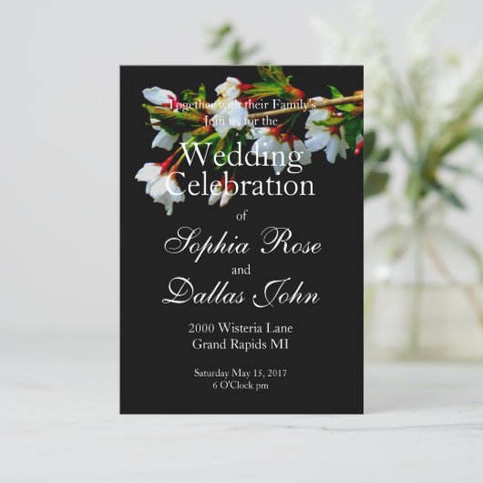 Elegant Zwart Wit bloeiende witte bloesem Kaart (Staand voorkant)