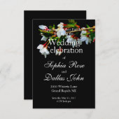 Elegant Zwart Wit bloeiende witte bloesem Kaart (Voorkant / Achterkant)