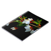 Elegant Zwart Wit bloeiende witte bloesem Notitieboek (Linkerzijde)