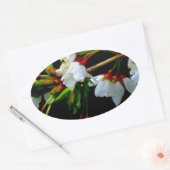 Elegant Zwart Wit bloeiende witte bloesem Ovale Sticker (Envelop)
