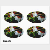 Elegant Zwart Wit bloeiende witte bloesem Ovale Sticker (Vel)