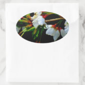 Elegant Zwart Wit bloeiende witte bloesem Ovale Sticker (Tas)