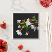 Elegant Zwart Wit bloeiende witte bloesem Servetten (Insitu)