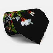 Elegant Zwart Wit bloeiende witte bloesem Stropdas (Opgerold)