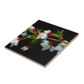 Elegant Zwart Wit bloeiende witte bloesem Tegeltje (Zijkant)