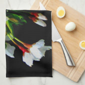 Elegant Zwart Wit bloeiende witte bloesem Theedoek (Quarter Fold)