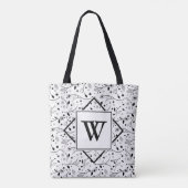 Elegant | Zwart Wit | Bloem | MONOGRAM Tote Bag (Achterkant)
