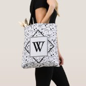 Elegant | Zwart Wit | Bloem | MONOGRAM Tote Bag (Dichtbij)