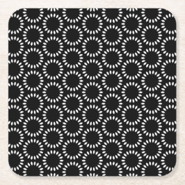 Elegant zwart-wit bloemblad mandala patroon kartonnen onderzetters