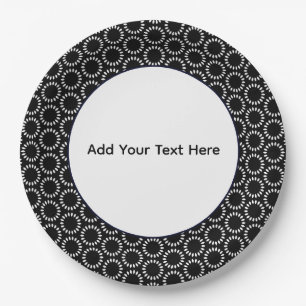 Elegant zwart-wit bloemblad mandala patroon papieren bordje