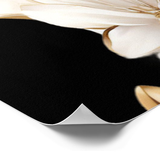 Elegant Zwart Wit Bloemen Bruiloft Christelijk Bij Poster (Hoek)