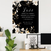Elegant Zwart Wit Bloemen Bruiloft Christelijk Bij Poster (Thuiskantoor)