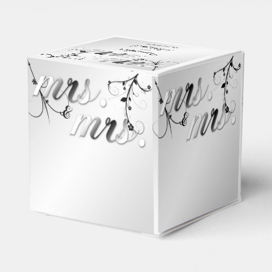 Elegant Zwart Wit Bloemen Bruiloft Favor Box Bedankdoosjes (Achterkant)