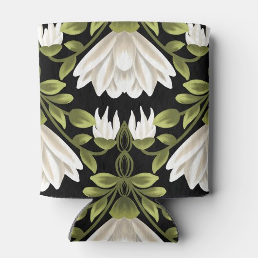 Elegant Zwart & Wit Bloemen Bruiloft: Kalligrafie Blikjeskoeler (Achterkant)