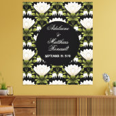 Elegant Zwart & Wit Bloemen Bruiloft: Kalligrafie Canvas Afdruk (Insitu (Woonkamer))