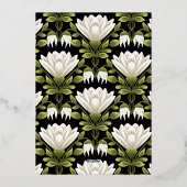 Elegant Zwart & Wit Bloemen Bruiloft: Kalligrafie Folie Uitnodiging (Achterkant)