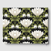 Elegant Zwart & Wit Bloemen Bruiloft: Kalligrafie Gastenboek (Achterkant)