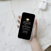 Elegant Zwart & Wit Bloemen Bruiloft: Kalligrafie Kaart