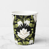 Elegant Zwart & Wit Bloemen Bruiloft: Kalligrafie Papieren Bekers (Rechts)