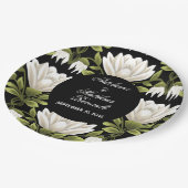 Elegant Zwart & Wit Bloemen Bruiloft: Kalligrafie Papieren Bordje (Gekanteld)