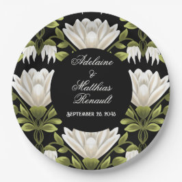 Elegant Zwart & Wit Bloemen Bruiloft: Kalligrafie Papieren Bordje